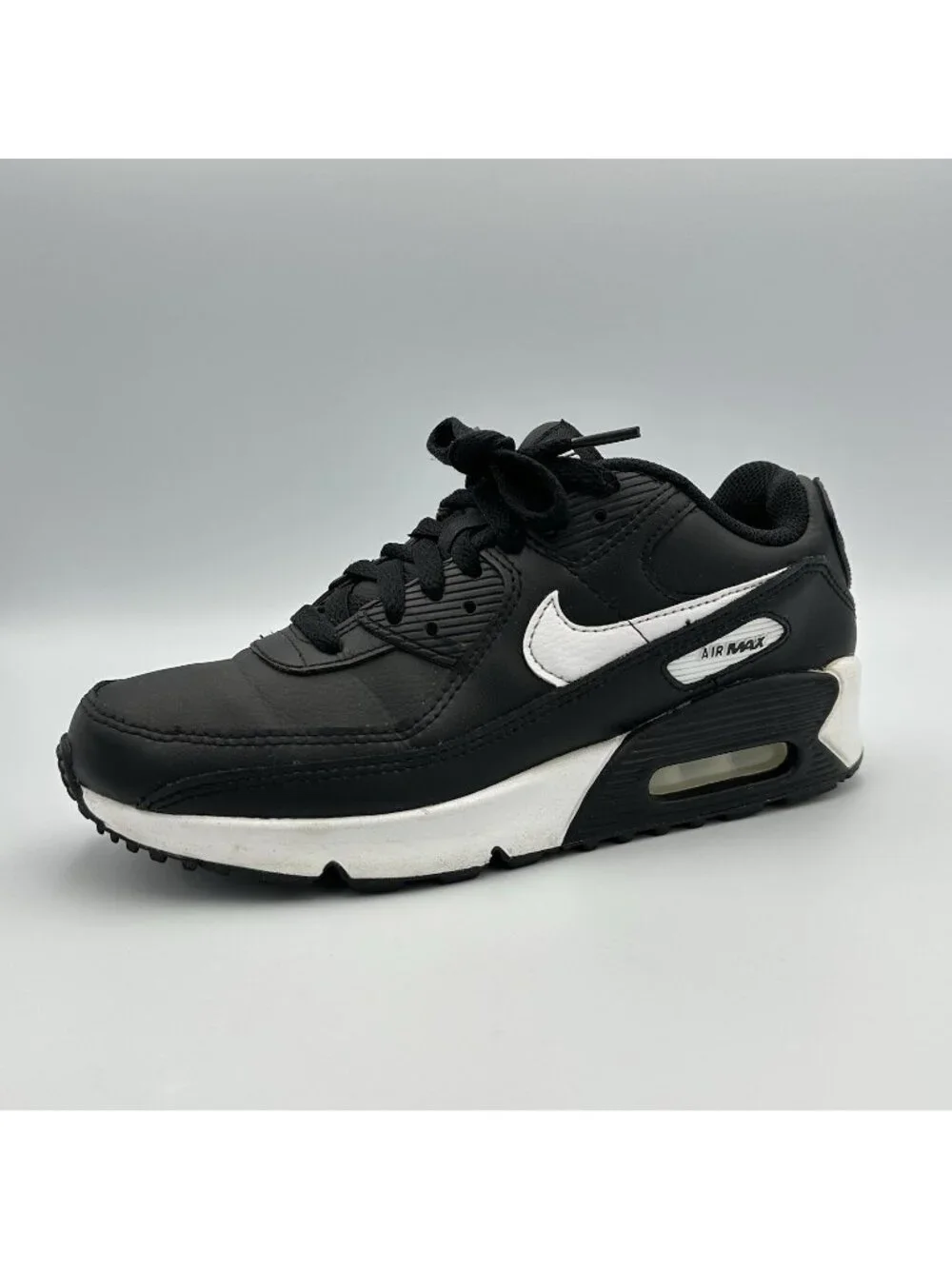 Nike Air Max 90 Youth Size 5.5Y Leather GS Black White Shoes Sneakers CD6864-010